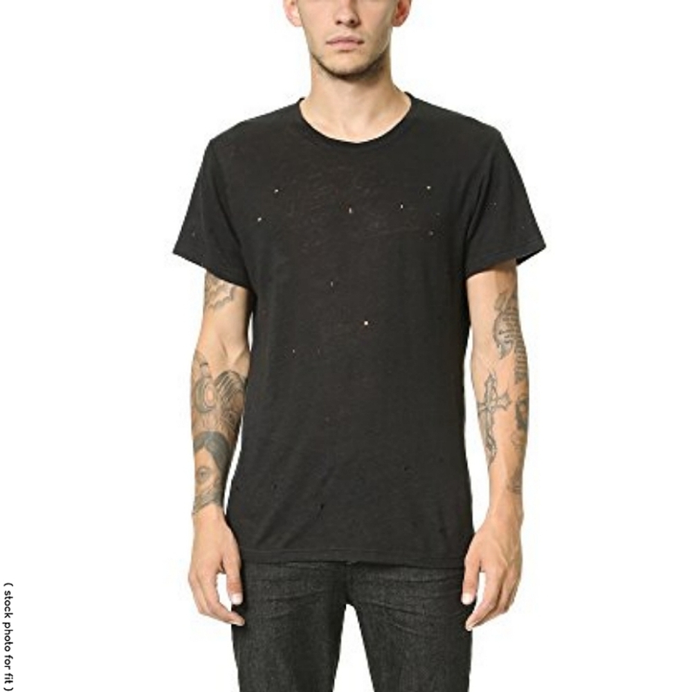 Iro Wase 100% linen distressed t shirt in black